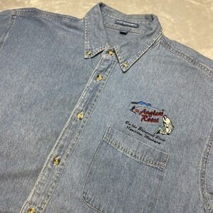 Anglers Roost Montana Shirt Mens XL Blue Denim Button Down Fish Fisherman